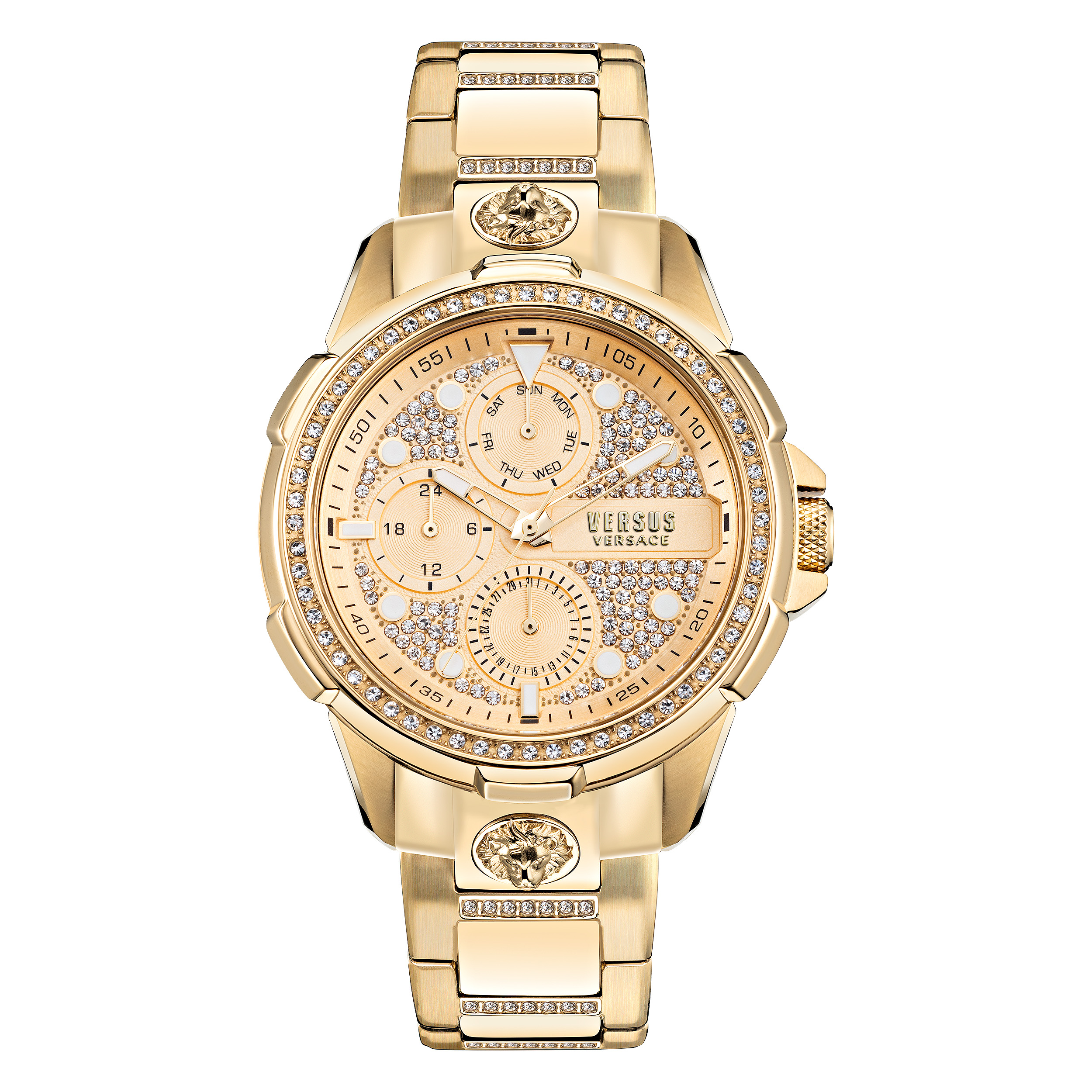 Versus Versace Watch Crystal IP Yellow Gold CHAMPAGNE Dial 46MM IPYG